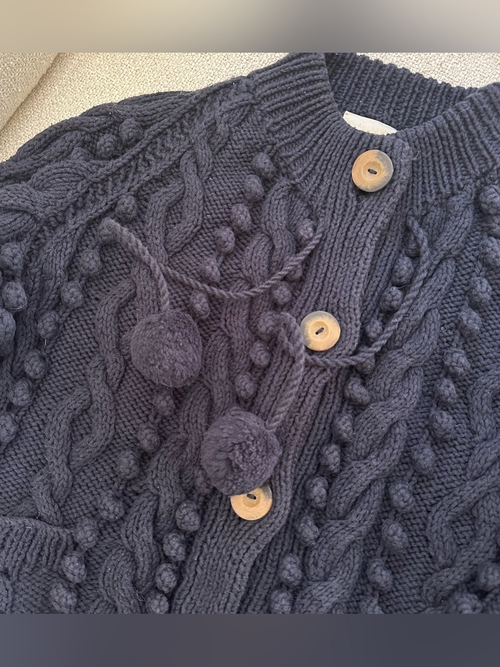 Doen Pomme Organic Cotton Button Front Cardigan Sweater Sz S Navy Blue - Picture 9 of 10